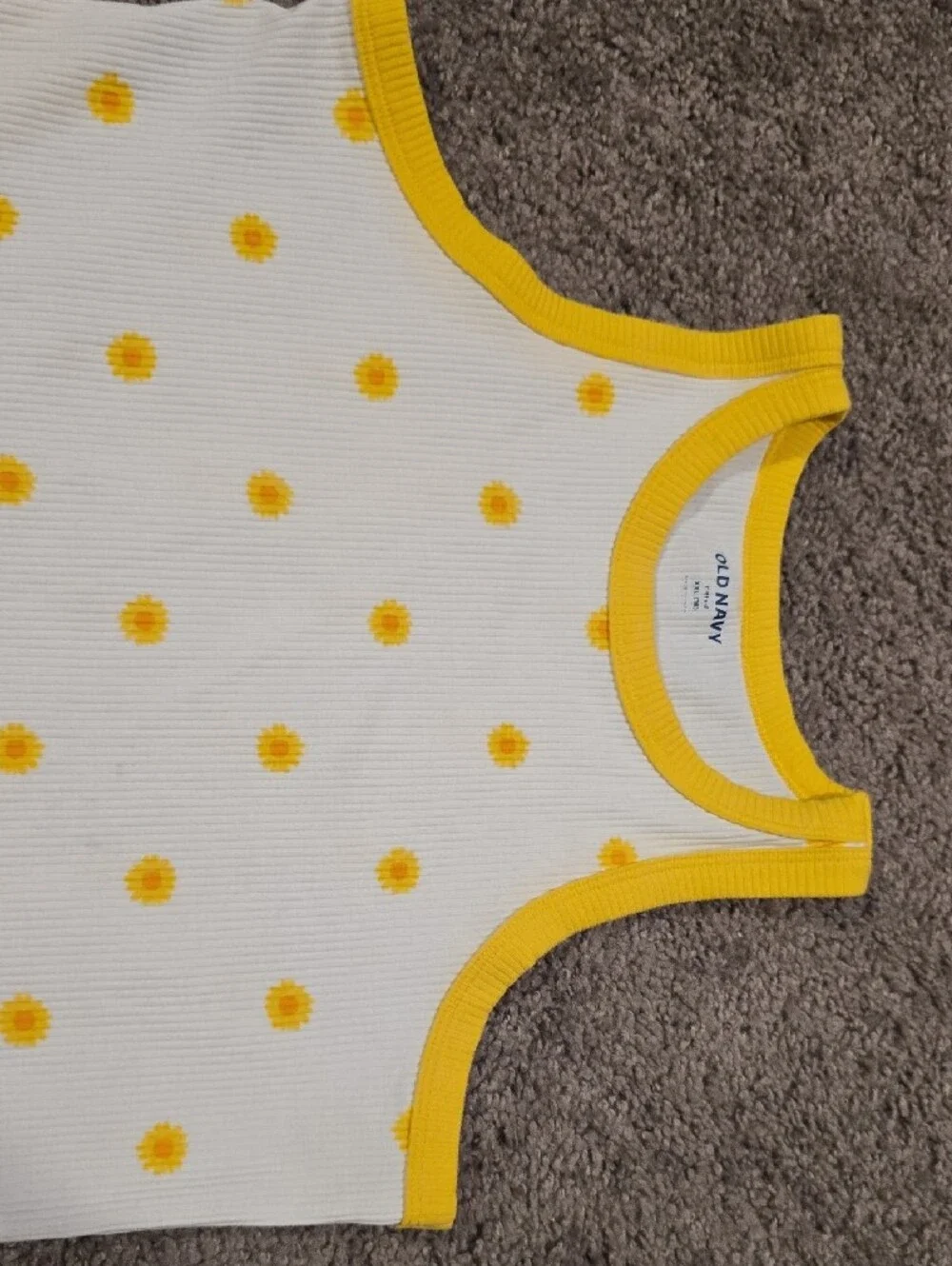 Old Navy White Tank Top with Yellow Daisy Dots